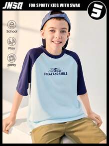 JNSQ Niños Camiseta casual de manga corta para deportes al aire libre, camiseta informal con cuello redondo y estampado de número divertido para ocio y deportes al aire libre