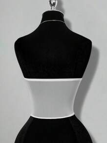 SHEIN ICON Summer Beach Cute White Lace Bandeau Top, Minimalist & Fashionable, Suitable For Summer