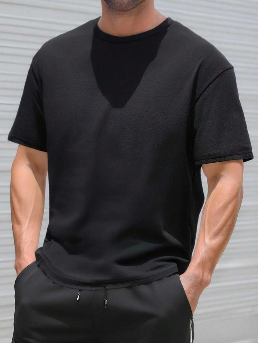 SHEIN Camiseta casual de manga curta para meninos adolescentes, camiseta esportiva de rua punk rock escolar para uso diário, festa, festival de música, adequada para primavera e verão