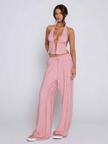 MUSERA Halterneck Tie Back Bralette Striped Top Only Spring Summer Cute Vacation Holiday Beach Ibiza - Multicolor - View 3