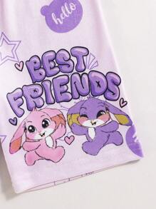 3pcs/Set Young Girl Cute Rabbit Ear Cartoon Print Short Leggings - Multicolor - View 6