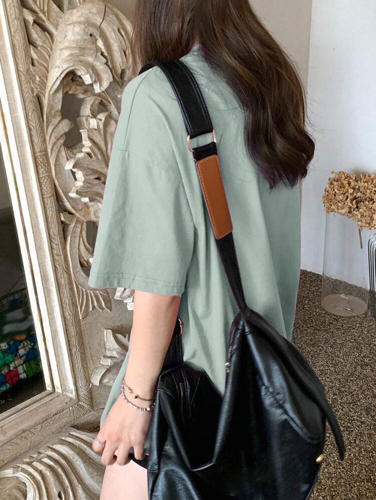 Women's Slogan Print Oversized Short Sleeve T-Shirt With Round Neckline, Thousand MASTERPIECES OF LABORER Summer Easter