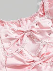 ROMWE J-Fashion Shibuya Mädchen süßer Prinzessinnenstil Kleid mit großer Schleife in Rosa für Damen