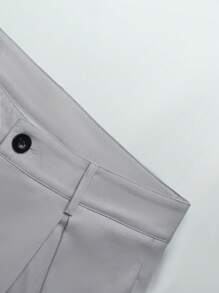 Manfinity EMRG Pantalones anchos japoneses de 2 en 1 con diseño de nicho, sueltos y de pierna ancha, regalo para novio, pantalones largos y holgados de color gris sólido para el esposo, otoño - Gris Claro - Ver 5