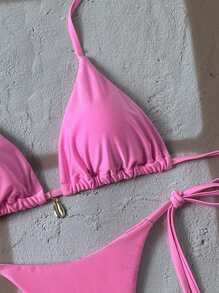 Swim Mod Bộ đồ bơi bikini màu trơn cho kỳ nghỉ xuân - Hồng - Xem 5
