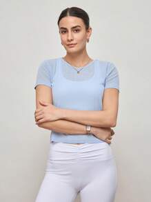 Activina Twist Back Design Sleeveless Sports T-Shirt, Suitable For Summer - Blue - View 6