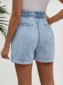 SHEIN 孕妇宽松蓝色牛仔短裤、夏季海滩度假、适合日常约会、夜间外出、夜总会、派对、聚会、泳池派对、返校季服装、返校季服装、节日女装、音乐节服装、乡村音乐节服装、音乐会服装、母亲节/妈妈/母亲/妈妈/母亲节/妈妈/妈妈/母亲节礼物 - 藍色 - 查看 2