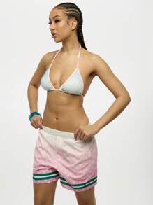 SUMWON WOMEN Pantaloncini sportivi con stampa digitale sfumata, stile boxer, abbigliamento sportivo premium, per spiaggia, estate casual, corsa, piscina, leggero e traspirante