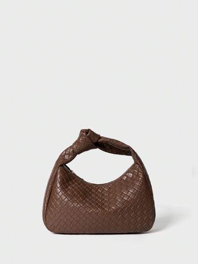 SHECARRY Women Top Handle Bags PU Leather For Business/Commute/Work/Office CasualOld Money Style Quiet Luxury Chic Knitting Handbag Woven Bag For Teacher Nurse Stylish