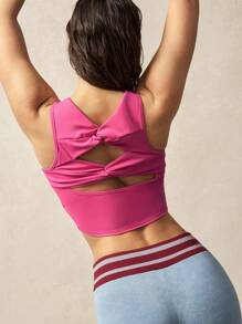 VARSIVA Women's Solid Color Twist Back Everyday Fitness Sports Tank Top - Pink - View 5