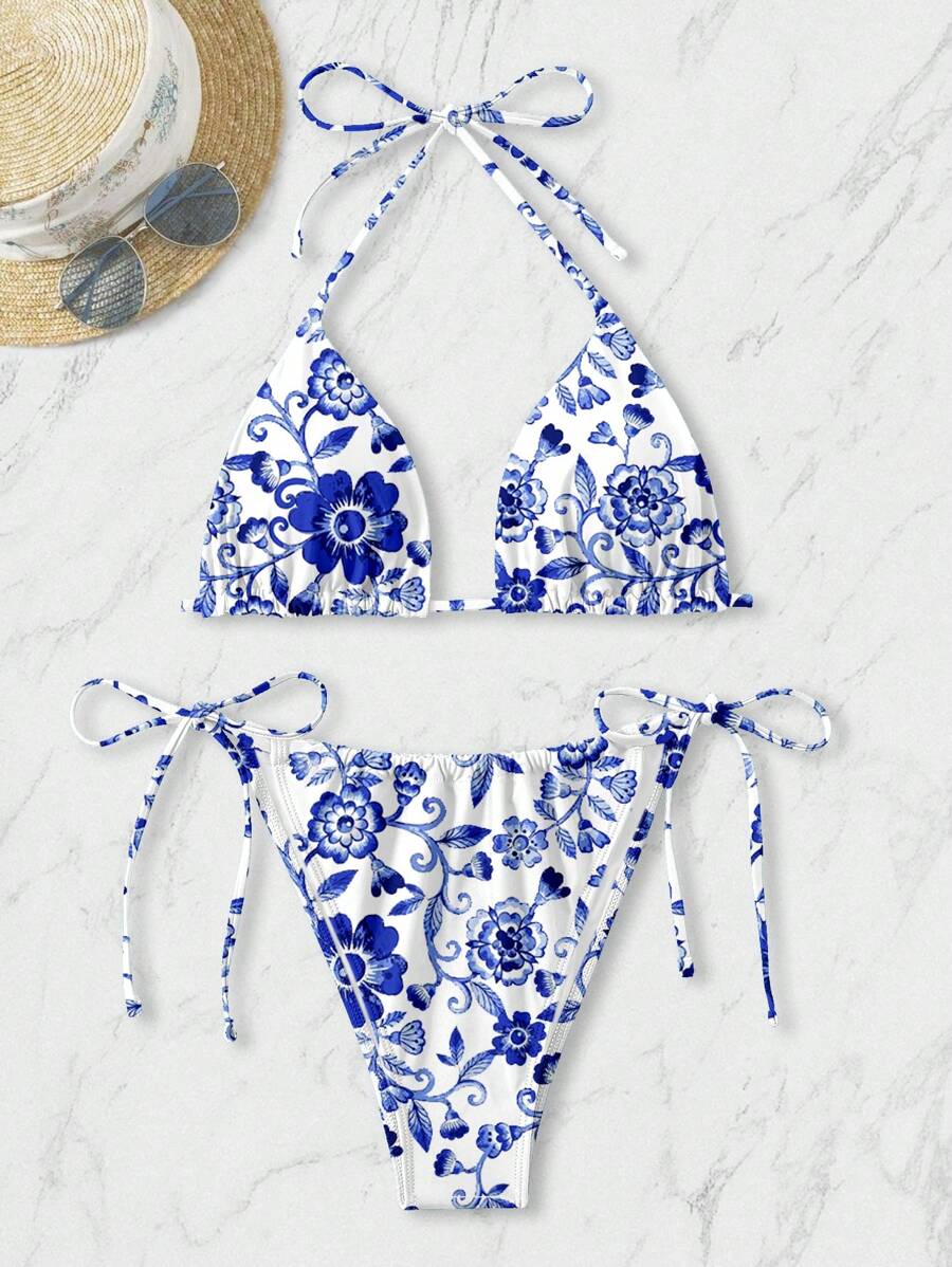 Swim Mod Plus Size Women 2pcs Solid Color Tie Front Tankini Set, Sexy Fashion Casual Holiday Swimwear For Summer Beach Vacation