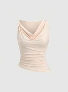 Sweetra 3 件套女式纯色无袖褶皱简约上衣，适合日常穿着 Y2K