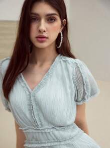 MOTF STUDIO FRILL SHORT SLEEVE DRESS - Light Grey - View 2