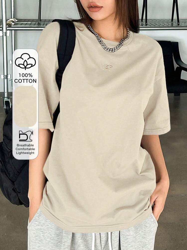 Short Sleeve T-Shirt With Letter Embroidery Oversized T-Shirt