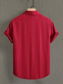 Manfinity Homme Men's Solid Color Short Sleeve Single-Breasted Casual Shirt - Red - View 2