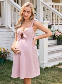 SHEIN Vestido casual de verano para mujeres embarazadas de unicolor con tirantes