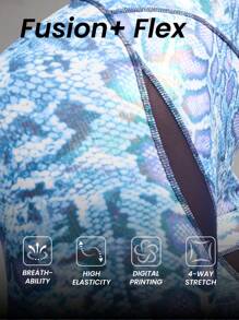 Innovista Women Activewear 2in1 Sets, Foil Print Sports Bra & Leggings Shorts, Faux Leather & Metallic Shine Gym Top & Bottoms, 2pieces Workout Outfits, Hollow Out Animal Breathable Mesh Cut Out & Elastic For Fitness, Shapewear, Sculpting Pants, Snake Leopard Print, Edgy &Unique Sleek & Lux Tracksuit,Music Festival, Party, Dance,Electric, Yoga,Mat,Pilates,Running,Cardio,Going Out,Athleisure,Outdoor,Hike,Trekking,Trail,Strength,Weights, Blue,Y2K,Autumn Fall Gear,Bikini,Bathing Suitfall Outfits For Women Cool Light Blue Allover Print, Cycling Shorts, Utilitarian Chic - Multicolor - View 6