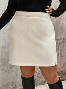 SHEIN LUNE Plus Size 1pc Textured Cord Fabric A-Line Skirt - Multicolor - View 1