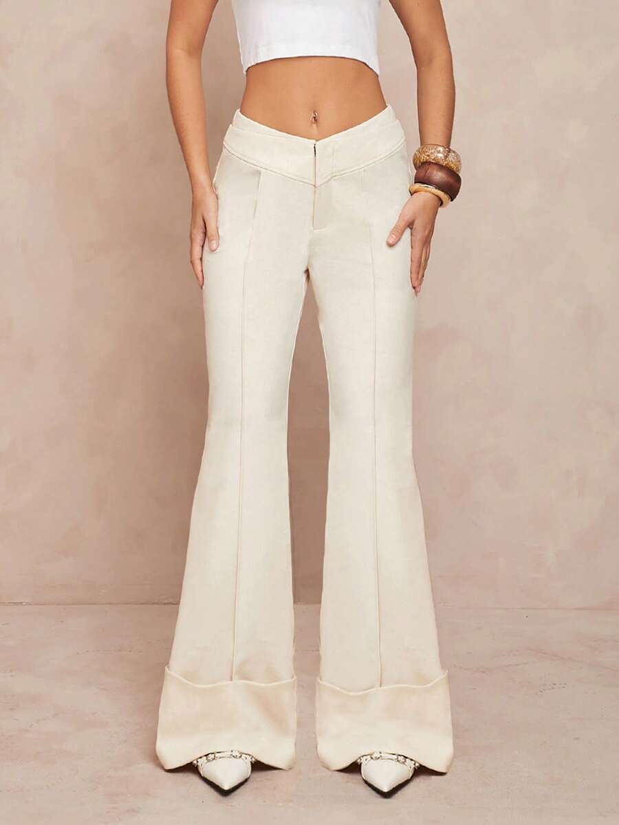 Lumalex Pantalones largos acampanados con talle en V para mujeres