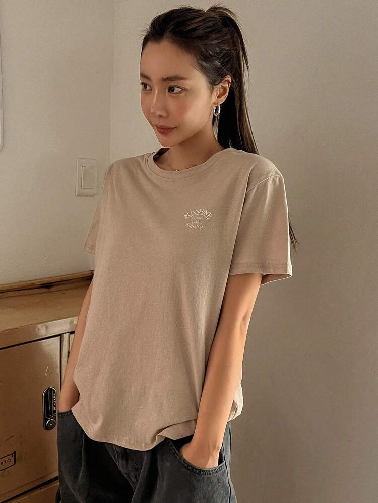 Letter Printed Short Sleeve T-Shirt