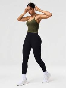 Seamluxe SHEIN Sport Women Solid Color Seamless Racerback Sports Top