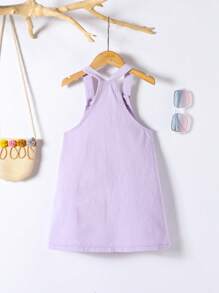 Young Girl' Casual Heart Embroidered Denim Bib Pants, Cute