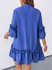 SHEIN Clasi Abito casual da donna oversize con maniche a 3/4, decorato con fiocco e rifiniture arricciate 3D