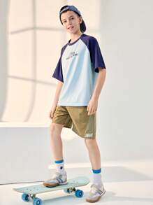 JNSQ Niños Camiseta casual de manga corta para deportes al aire libre, camiseta informal con cuello redondo y estampado de número divertido para ocio y deportes al aire libre