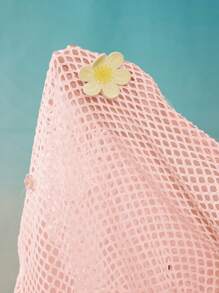 Swim Mod Summer Clothes Women's Sweet Floral Crochet Edge 3D Floral Decor Dress/Mini Skirt/Beach Cover Up, Fashionable For Music Festivals, Spring/Summer New Arrival - Pink - View 6