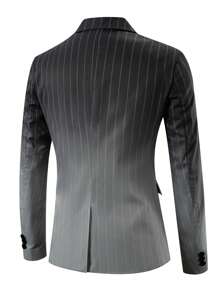 Manfinity Mode Men's Ombre Striped Lapel Neck Long Sleeve Casual Blazer, Men Fashion Suits - Multicolor - View 2