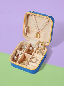 SCOOBY-DOO X SHEIN Blue Jewelry Box With Cheerful Cartoon Dog & Letter Print - Blue - View 7