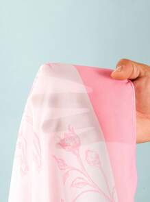 Bộ 2 món/Bộ đồ bơi liền thân in họa tiết sứ cổ điển cho bé gái kèm tạp dề dài bằng vải voan - Màu Hồng baby - Xem 8