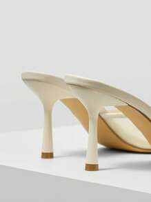 MOTF PREMIUM 女士刺绣仿珍珠优雅时尚百搭露趾高跟凉鞋 - 米色 - 查看 8