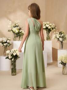 SHEIN Tween-Mädchen Elegantes Blumenkleid aus Tüll für Hochzeitsfeiern mit Schal, Prinzessinnen-Ballkleid für Teenager