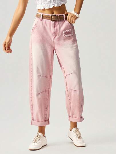 Bohemela Pantalones harem casuales de mezclilla tejida para vacaciones para mujeres