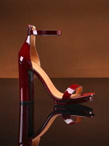 SHUZIA Women's Cross Band Double Platform Chunky Block Heel Strap Sandals - Burgundy - View 1