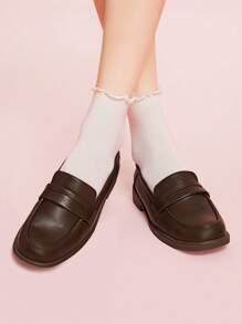 CUCCOO DOLLMOD Brown Vintage Round Toe Comfortable British Style Women Loafers - Brown - View 4