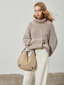 SHECARRY 女士单肩包 绒面皮革 秋季 冬季 校园 旅行 通勤 工作 优雅 精致 - 卡其色 - 查看 6