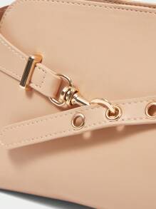 SHECARRY 女士手提包 PU 皮革 秋夏冬季 校园旅行通勤工作 优雅精致手提包 大容量 可调节肩带 金属装饰 - 杏色 - 查看 6