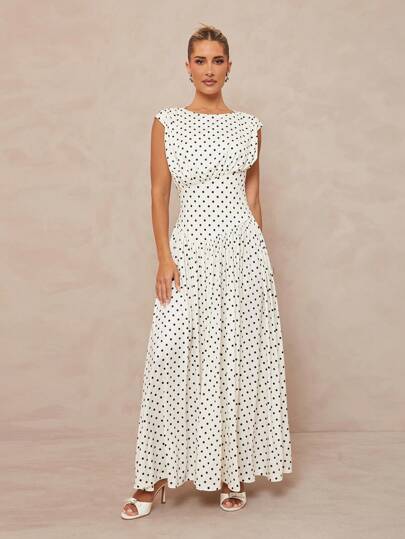 Lumalex Outing Summer Swimsuit Swimwear Swim Vacation Easter Bohemian BOHO Sea Beach Hot Outdoor Richly Layered Wedding Season Banquet Coming Of Age Ceremony Beach Seaside Polka Dot Print Scoop Neck Waist-Cinched Maxi Long Hem Sleeveless Dress For Women Summer Swimsuit Swimwear Swim Dresses For Women Women Long Dresses New Arrivals Women Dress,Summer Dresses For Women,Dresses For Women,Graduation,Teacher Outfits For Women,Teacher Dress Wedding Guest, Bridal, Bride, Mother Of The Bride, Wedding Party, Formal Occasion, Special Occasion Wedding Guest  Cocktail Attire Formal Matching Set His & Hers, Proposal Gift Of Love Celebration Sweetheart Be My Valentine