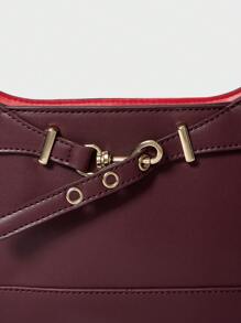 SHECARRY 女士单肩包 PU 皮革 秋季 夏季 冬季 校园 旅行 通勤 工作 优雅 潮流 精致 皮带 金属 链条 - 中紫紅色 - 查看 6