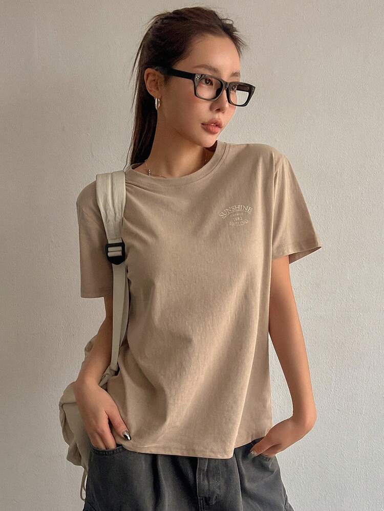 Letter Printed Short Sleeve T-Shirt