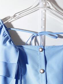 Franclia Elegantes mehrlagiges Rüschenärmel-Kleid mit quadratischem Ausschnitt und Gürtel in A-Linie für Damen im Business-Stil