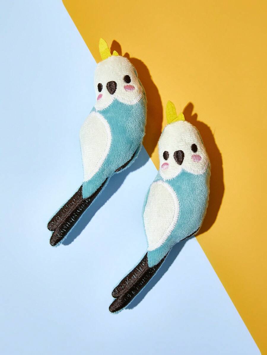 PETSIN Cute Bird-Shaped Plush Cat Toy, Durable And With Sound - Multicolor - View 1