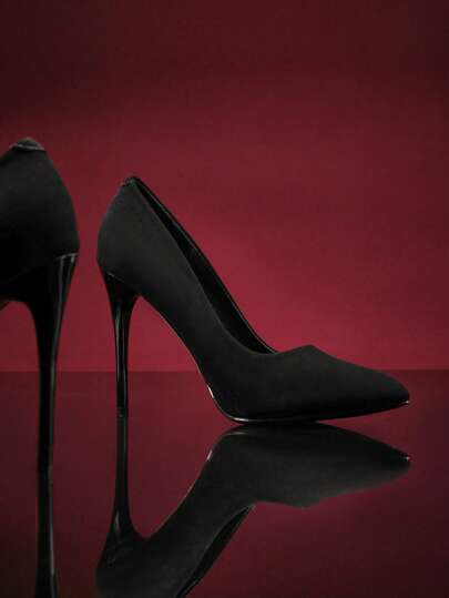 SHUZIA Tacones de aguja de punta fina clásicos para mujer