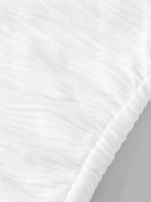 Tween Girl Casual Solid Knit Textured Jacquard Halter Crop Top Blouse With Bows