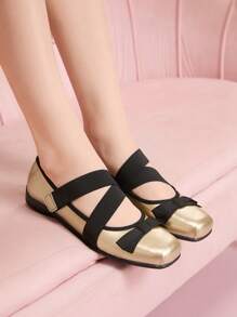 CUCCOO DOLLMOD Women's Casual Bow Ballet Flats, Champagne Color - Champagne - View 3