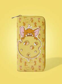 TOM & JERRY X SHEIN Cartoon & Cheese Print Cute & Portable Long Wallet - Multicolor - View 1