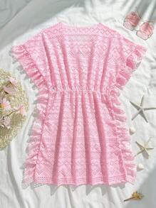 Cubrecuerpo de playa para niña preadolescente, liso y calado