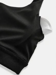 SHEIN حمالة صدر رياضية لفتيات المراهقات تمتص العرق، ذات حشوة قابلة للإزالة وأربطة متقاطعة، مناسبة للرياضة والتمارين اليوغا - الأسود - مشاهدة 4